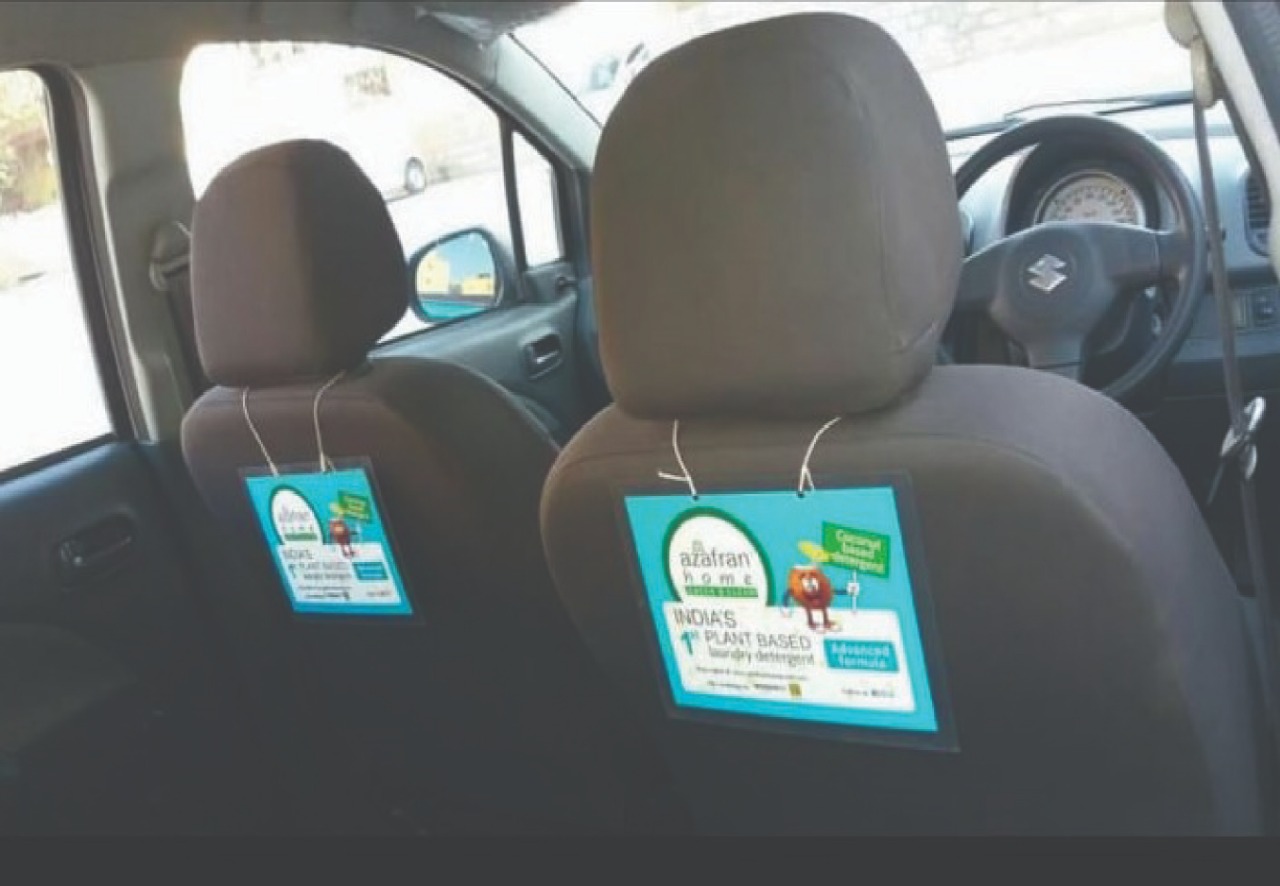 Azafran Uber Cab Branding Activity Seat Panel